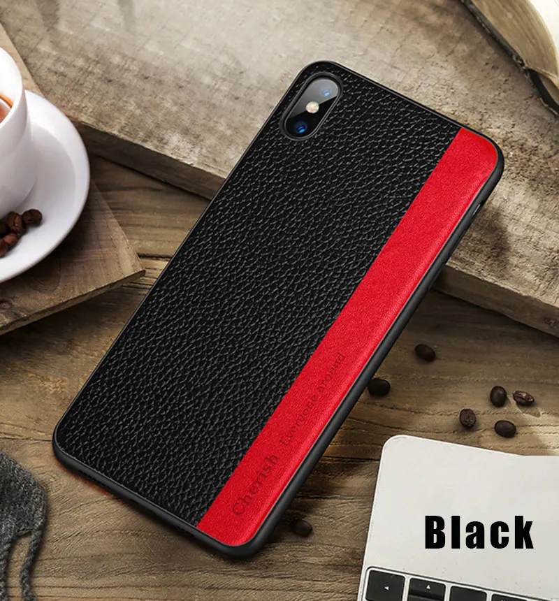 Black Деловой Роскошный чехол из натуральной кожи для нового iPhone 8 7 Plus X Xs Max XR Phone 360 противоударный полный защитный чехол s Cover - Цвет: Black