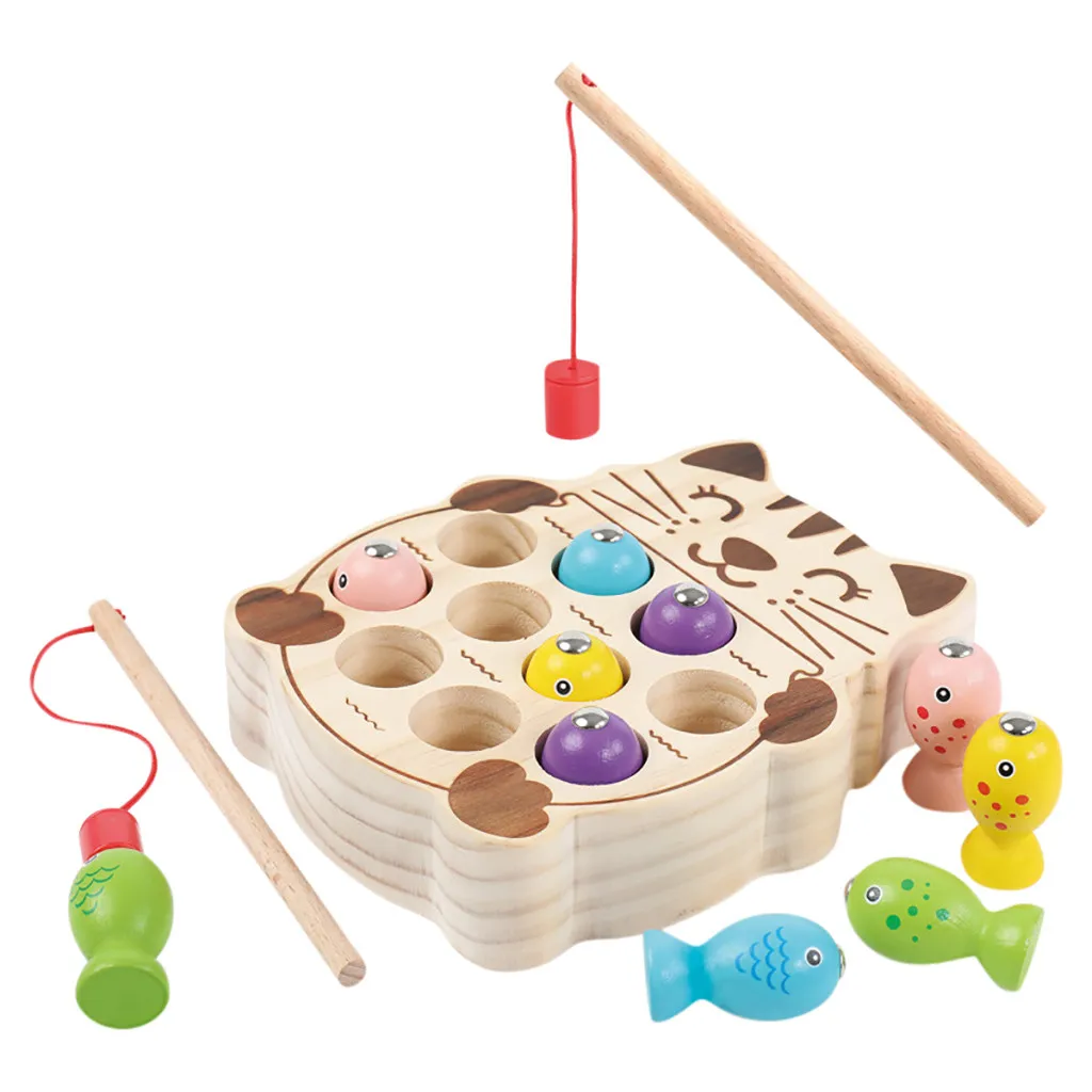 Детская игрушка для рыбалки, деревянная игра для рыбалки для детей, подарочный набор игрушек, обучающая игрушка для рыбалки# G35 - Цвет: As Shown