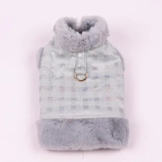 Three color warm winter Dog parka clothing Puppy Clothes Vestidos vest cat Pets dogs coats Jacket Jackets Chihuahua plaid parka - Цвет: Серый