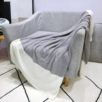 

New modern and simple pure color cotton knitted blanket, sofa nap air-conditioning blanket, table bed flag