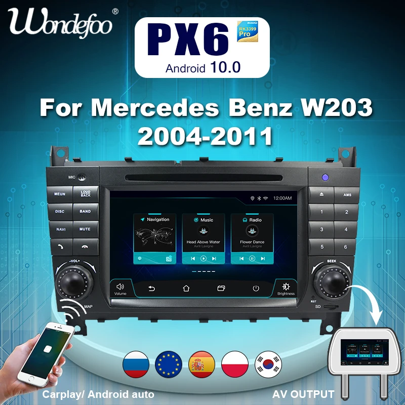магнитола 2 din android 10 с экраном автомагнитола PX6 для Mercedes Benz W203 C200 W463 Sprinter CLK W209 B200 Viano