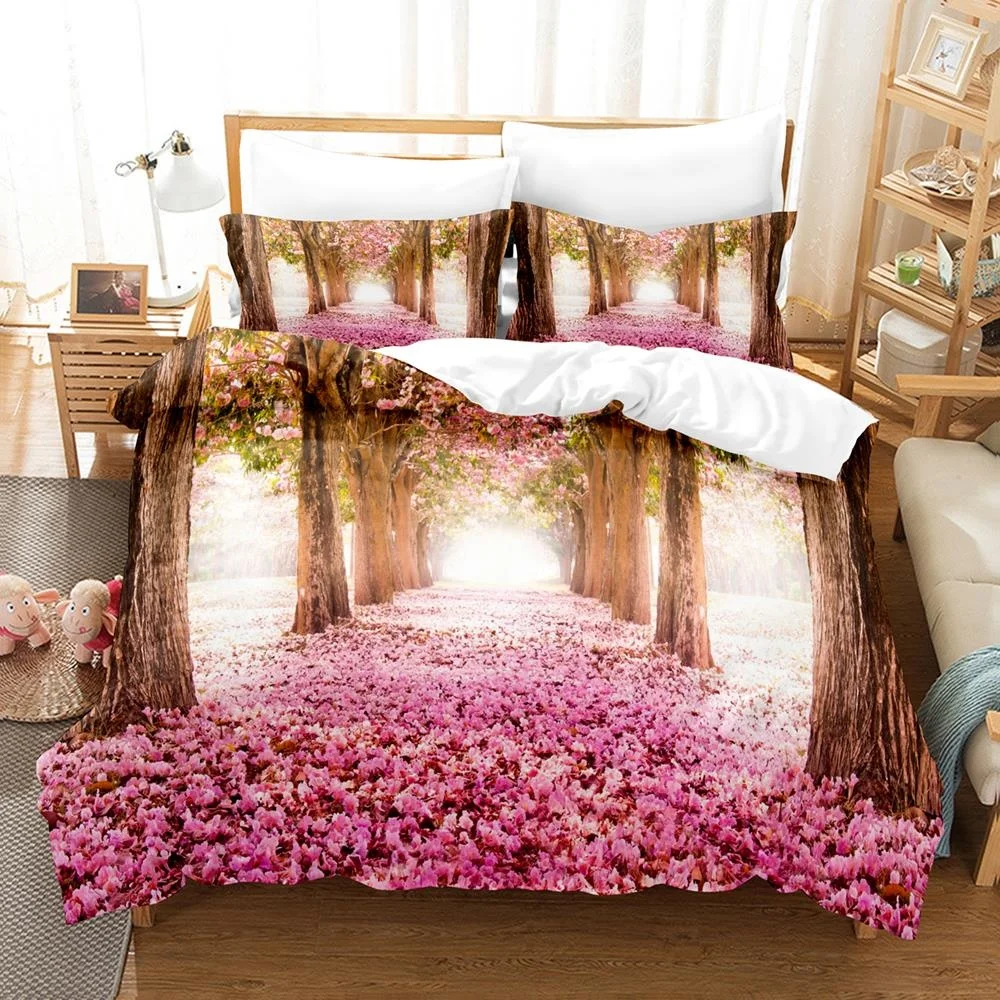 Beauty Tree Road Bedding Set Single Twin Full Queen King Size Tree Road Sky Bed Set Aldult Kid Bedroom Duvetcover Sets 028 