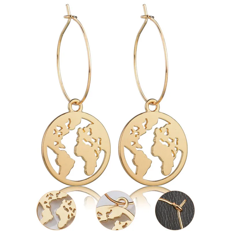 Винтажные женские серьги с изображением карты мира оригами геометрическое