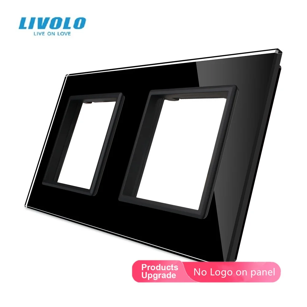 Livolo luxo cinza pérola cristal vidro, 150mm * 80mm, padrão da ue, painel de vidro duplo para interruptor de parede & soquete, VL-C7-SR/SR-11