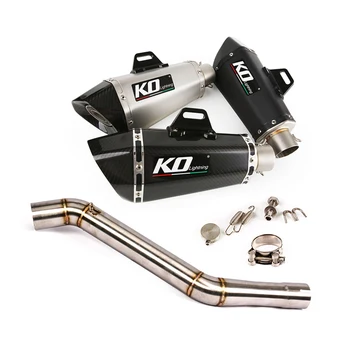 Slip On Motorcycle Exhaust Mid Link Tube And 51mm Tail Pipe Stainless Steel Exhaust System For CFMOTO NK400 650 All Years