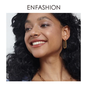

ENFASHION Twist U-Shaped Hoop Earrings For Women Gold Color Trendy Hoops Earings Fashion Jewelry 2020 Wholesale Kolczyki E201168
