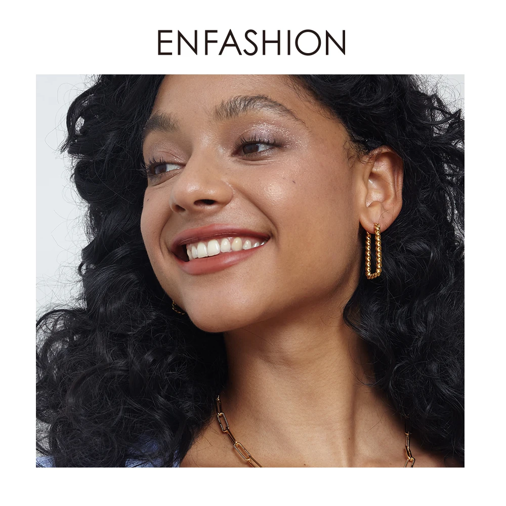 Женские серьги кольца ENFASHION Twist золотистого цвета модные ювелирные изделия