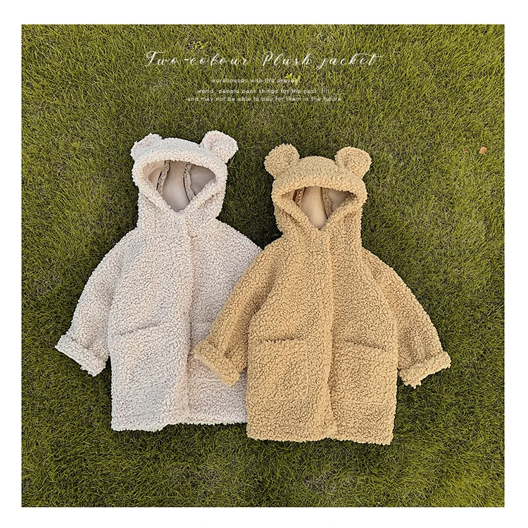 Winter new fashion baby girls hooded thicking warm Cotton padded coat Children Fur on Both Sides wear Outerwear