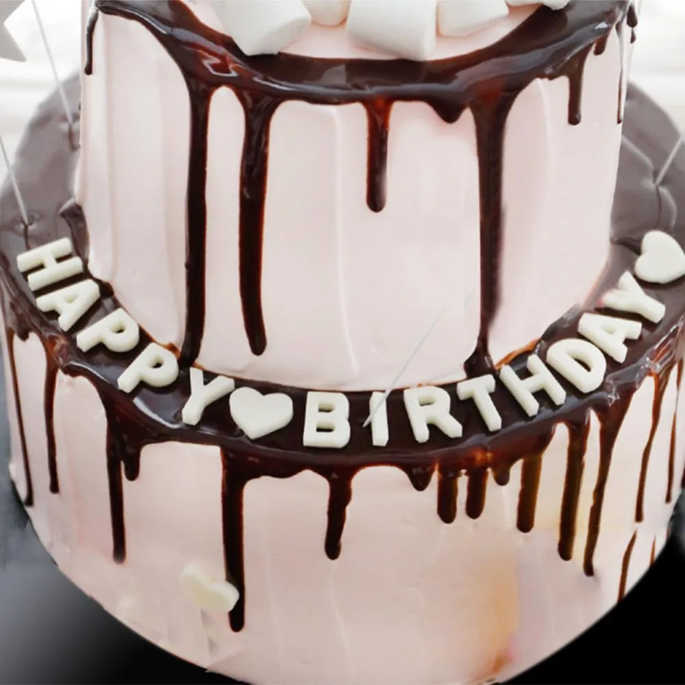 Happy Birthday Alphanumeric Symbols Letters Silicone Mold Heart-shaped Chocolate Fondant Cake Diy For Kitchen Baking Mold Tools5