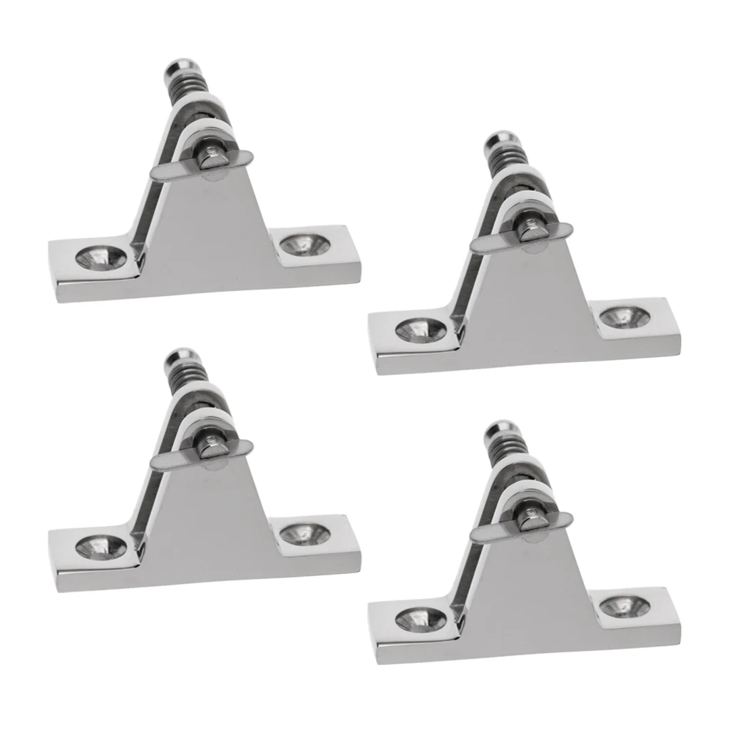 4 Pack Bimini Top Deck Hinge 90 Degree with Removable Pin - Boats Cover Fittings Concave Base Hardware 316 Stainless Steel