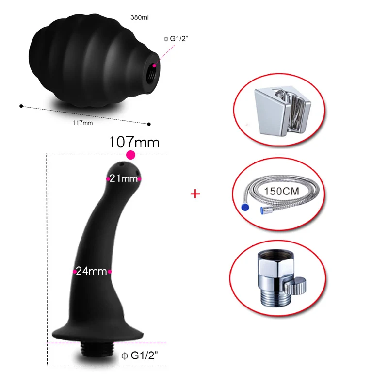 A9 Silicone Enema Shower Ass Cleaner For Sex Bidet Shattaf Travel Bidet Shower Douche Irrigator Anal Washer Anal Enema Washing - Color: A9