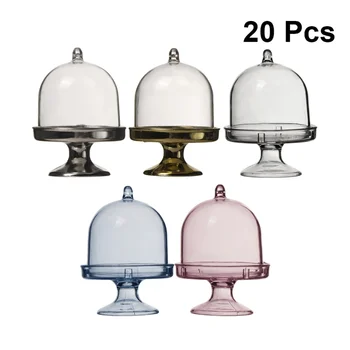 

20PC PS Creative Transparent Plastic Candy Box Set Round DIY Storage Box Cake Tray Snack Boxes