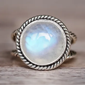 

Similar Circular Moonstone Ring 925 Silver Jewelry Retro Luxury Fashion Party Simple Generous Ring Gift Drop Shipping