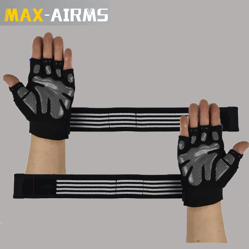Maxairms, 1 пара, перчатки для тяжелой атлетики, Перчатки для фитнеса с полупальцами, противоскользящие, тренировочные, велосипедные, спортивные, перчатки для спортзала