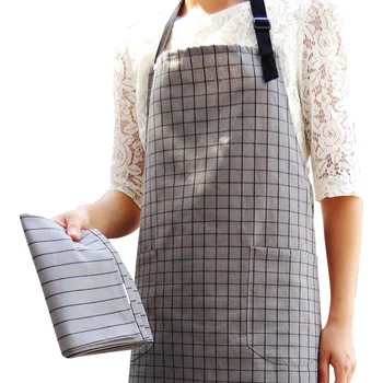 

2Pcs Adjustable Adult Unisex Apron Stripe Bib Apron with 2 Pockets Chef Waiter Kitchen Cooking Baking Restaurant Antifouling Oil
