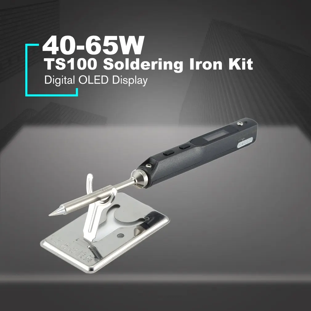 

TS100 65W Mini Electric Soldering Iron Kit Digital OLED Display Temperature Adjustable with Solder Stand Solder Wick Set