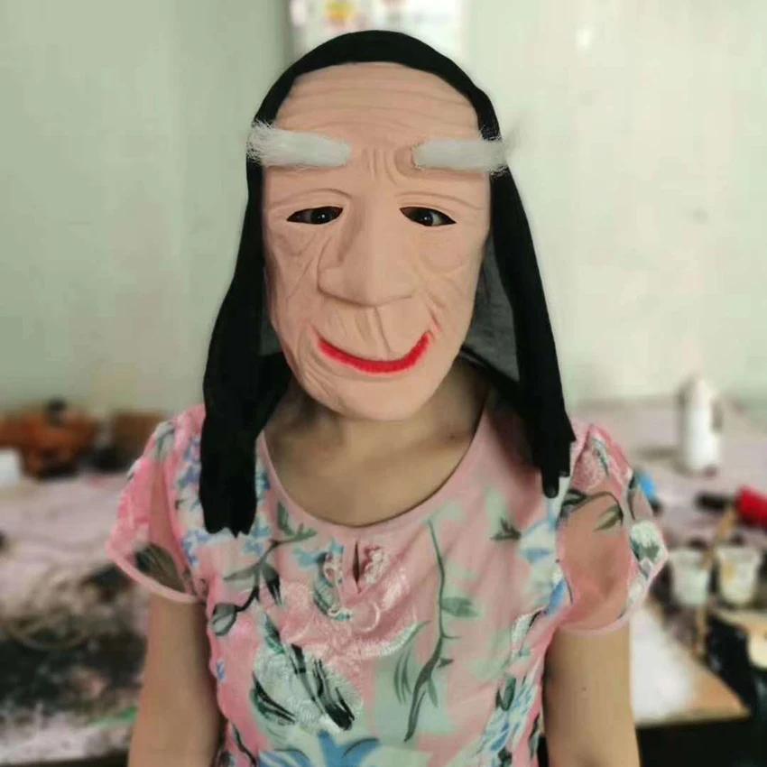 Costumes Halloween Party Latex Mask Full Face Old Women Grandma Costume Cosplay Props | Дом и сад