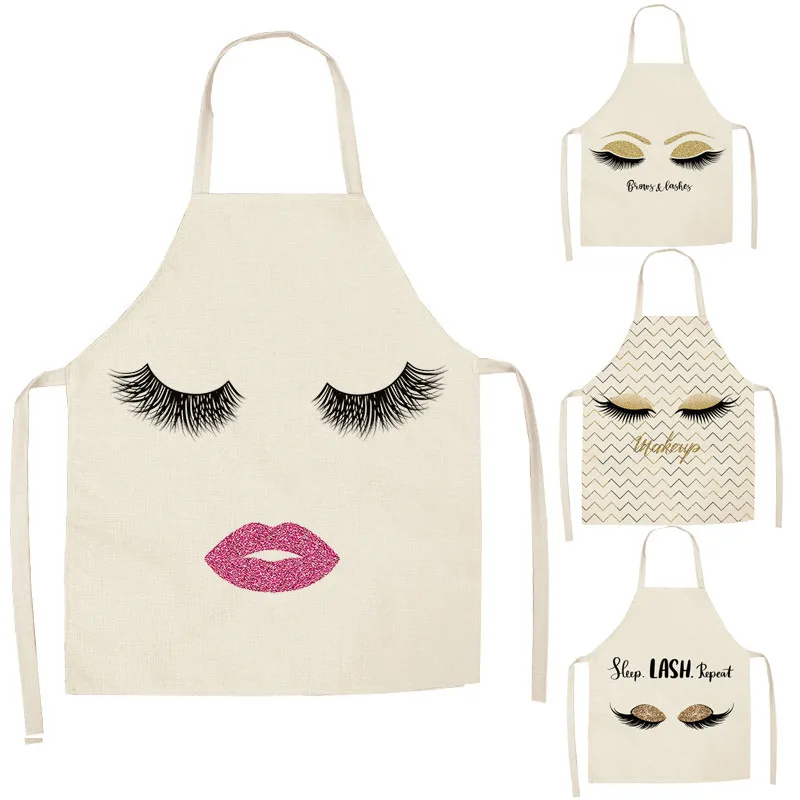 

High-Quality Eye Pattern Cotton Apron Adult Bibs Home Cooking Baking Coffee Shop Cleaning Aprons Kitchen Accessories