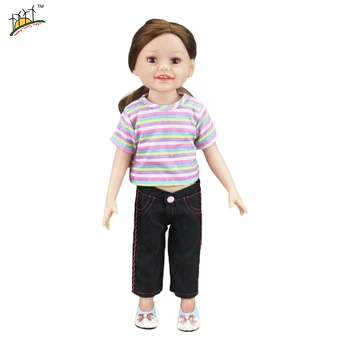 

Doll Clothes Rainbow Striped Tops + Jeans Fit 18 inch Girls Doll & 43-45cm Baby Reborn Dolls Clothing Accessories Leisure Wear