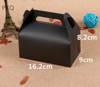 

20pcs Large Black Paper Box With Handle Wedding Gift Box Muffin Packaging Party Birthday Package Cookies Cupcake Box16.2*9*8.2cm