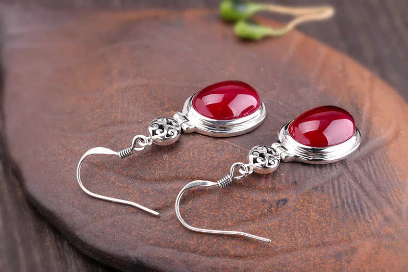 Серьги из корунда в форме капли воды без угли для женщин, настоящее 925 пробы, серебряные серьги в виде цветка, ярко-розовые драгоценные камни, хорошее ювелирное изделие E1546