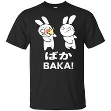 Черная футболка с изображением японского кролика бака Slap Otaku Manga