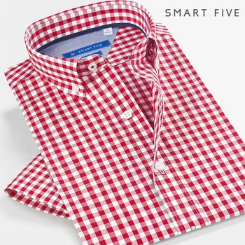 

Smartfive Chaoyang Grid Shirt Slim Fit Teenagers Clothes Male Short Sleeve Grid Shirt