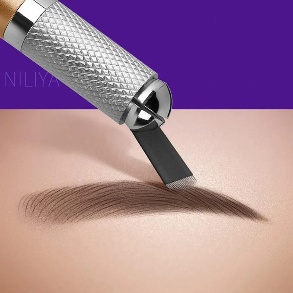 

50pcs Microblading Needles 18u Shape Eyebrow Tattoo Products Disposable Tattoo Needle Permanent makeup products Blade Needle