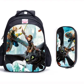 

16 inch Mochila How to Train Your Dragon Backpack For Kids Teenagers School With Pen Case Rucksack For Girls Boys School Bags