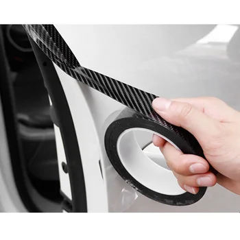 

3D Carbon Fiber Vinyl Protective Film Sill Scuff Cover Protector Car Door Protective Sticker Car Bumper Body Anti-Scratch Strip