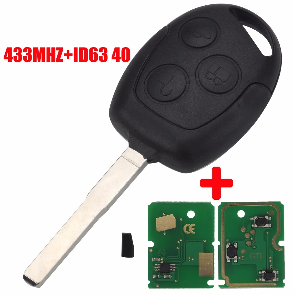433 МГц ID63 40D чип 3 кнопки умный пульт дистанционного управления автомобильный ключ для Ford Focus 2005-2011 для Ford Fiesta автомобильный брелок крышка
