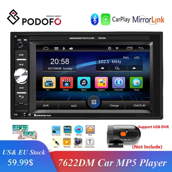 

Podofo 2 din Car Multimedia Player Audio Stereo Radio 6.2" Touch Screen MP5 Player Autoradio Bluetooth Support Backup Camera