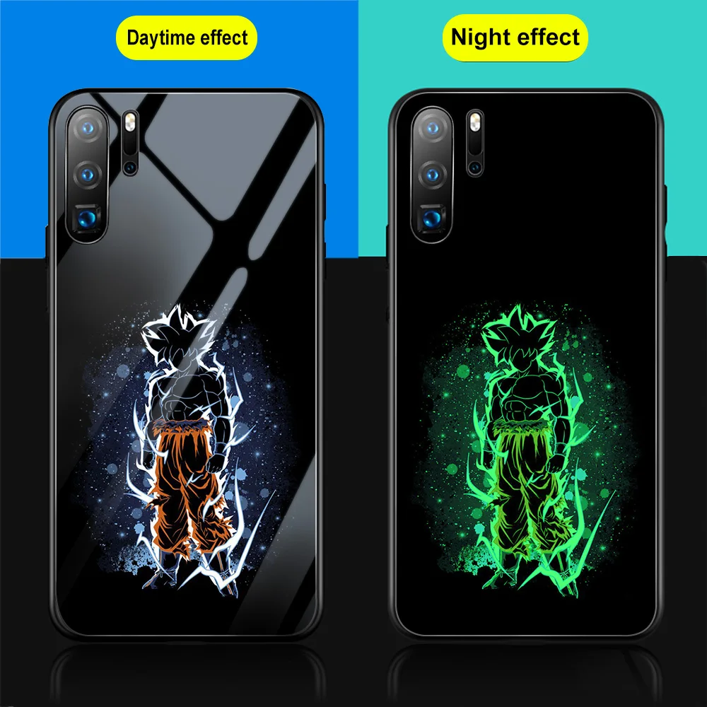 Стекло со свечением чехлы для Huawei P30 P20 P10 Pro P Smart Plus Lite 2019 Z Honor 20 20i 20S 10 10i 9 7A 9X Dragon Ball |