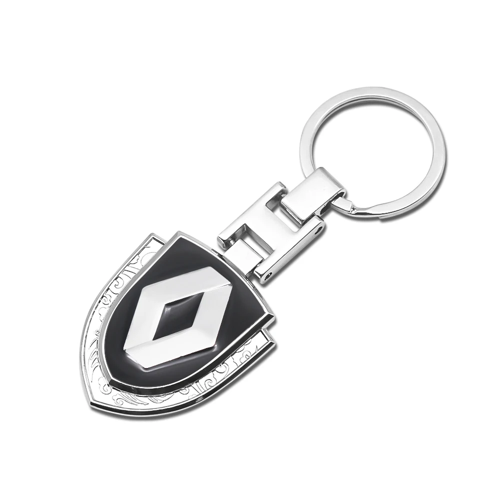 

Car Logo Metal Keychain KeyChain Key Ring Auto Pendant car styling Pendant Holder Silver Chain Keyring for Renault Duster Megane