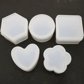 

Hexagon Storage Box Epoxy Mould Crystal UV Mirror Handmade DIY Table Desktop Decoration Making Plum Square Round Silicone Mold