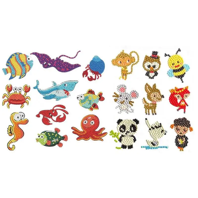 

DIY Animals Kids Round Diamond Stickers Full Drill Diamond Painting Kits