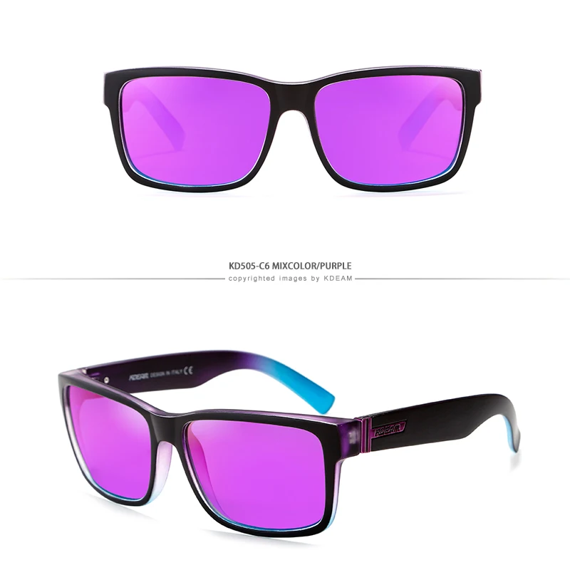 KDEAM спортивные солнцезащитные очки поляризованные Мужские квадратные солнцезащитные очки для улицы женские брендовые дизайнерские летние UV400 с оригинальным чехлом KD505