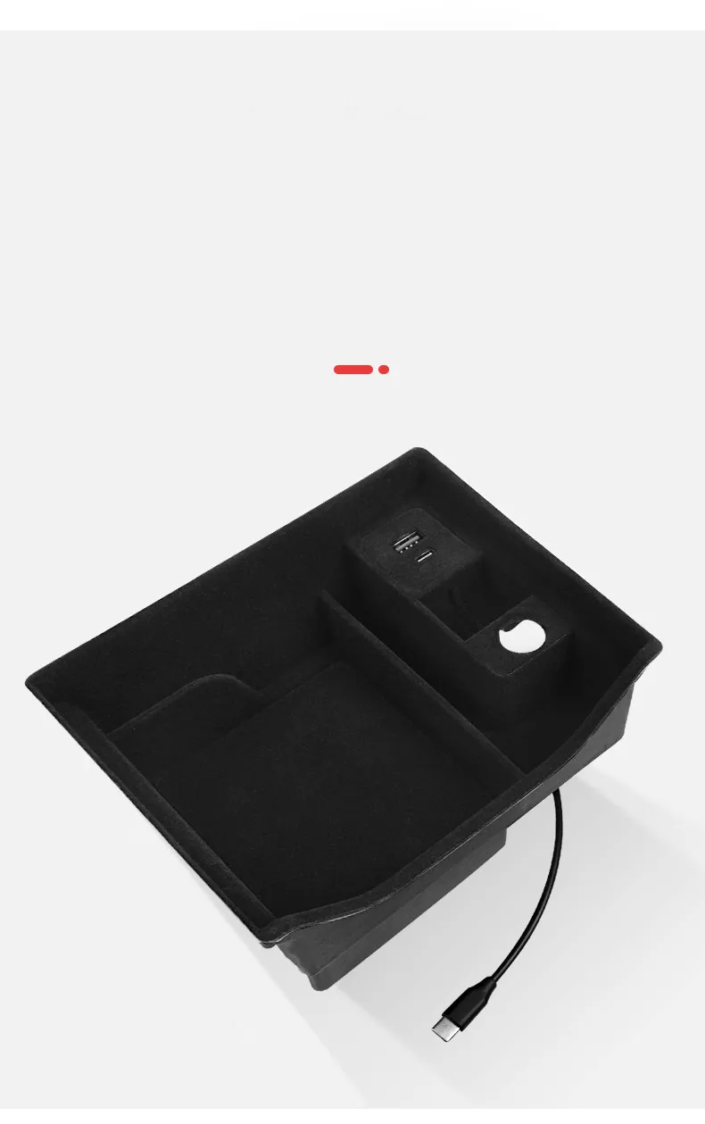 New for Tesla Model 3 Y 2021 Car Armrest Box Storage Organizer Containers Center Console Flocking Storage Box Console Holder
