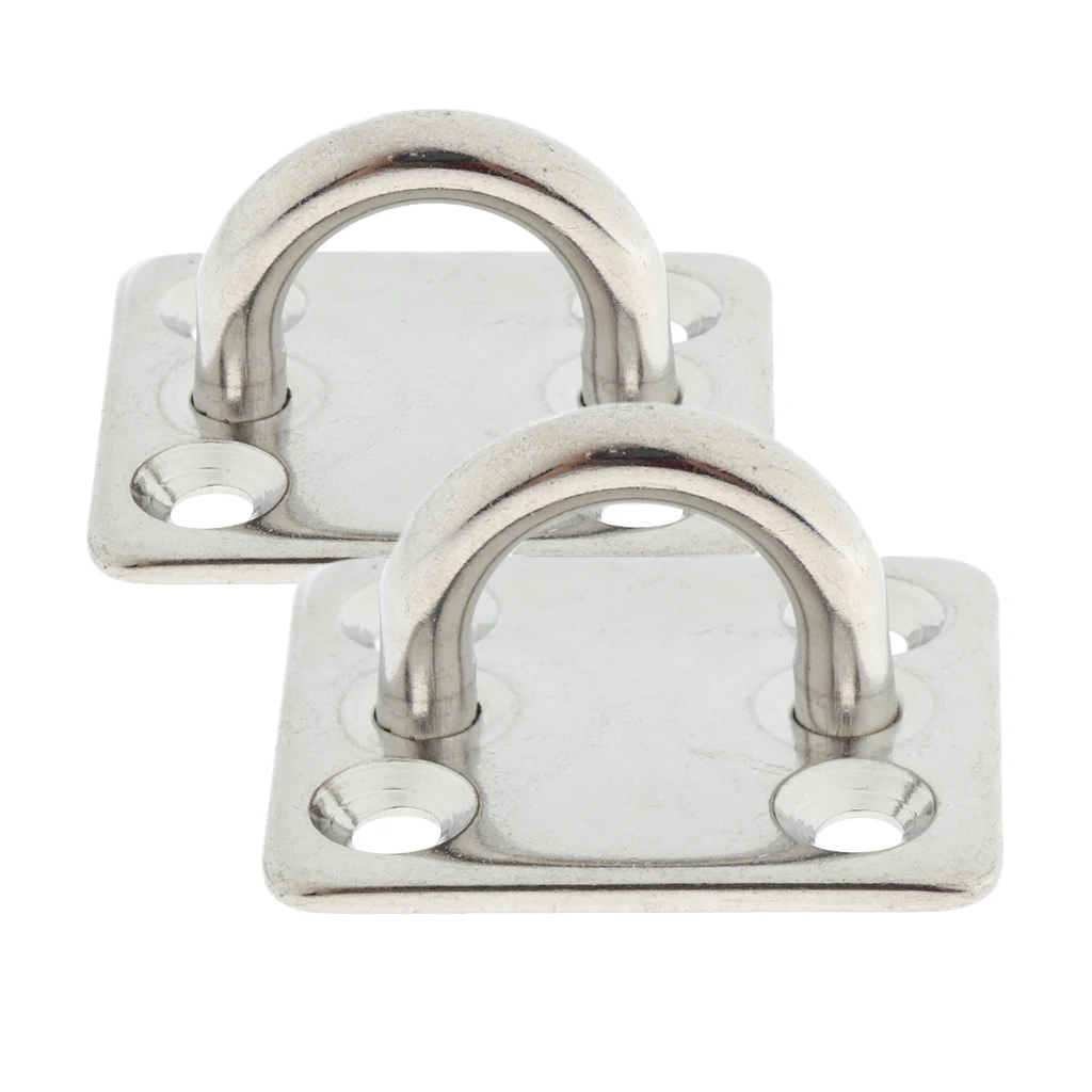 2Pcs 5mm Square Pad Eye Plate Stainless Steel Boat Sailing Rigging Hardware