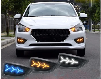 

Fast delivery Led daytime running lights+moving turn signal+blue night mode+remote control for hyundai verna 2017-2018