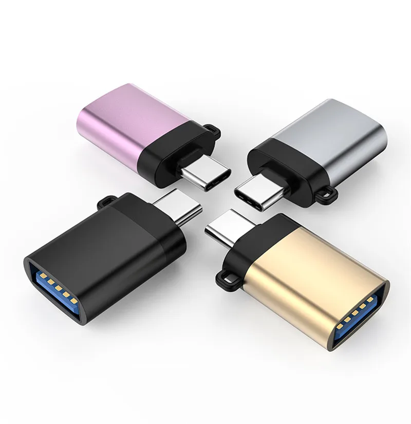 2 шт. type C-Usb адаптер Mini USB 3,0 OTG адаптер из алюминиевого сплава с ремешком для Udisk XIAOMI4C USB C порт зарядки конвертер