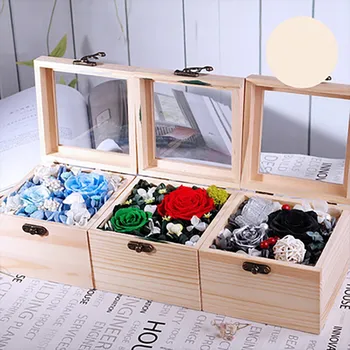 

Flower Rose In Wood Storage Box Flasks Receive Immortal Flower Eternal Romantic Gift For Lovers Birthday Gifts Valentine's Day