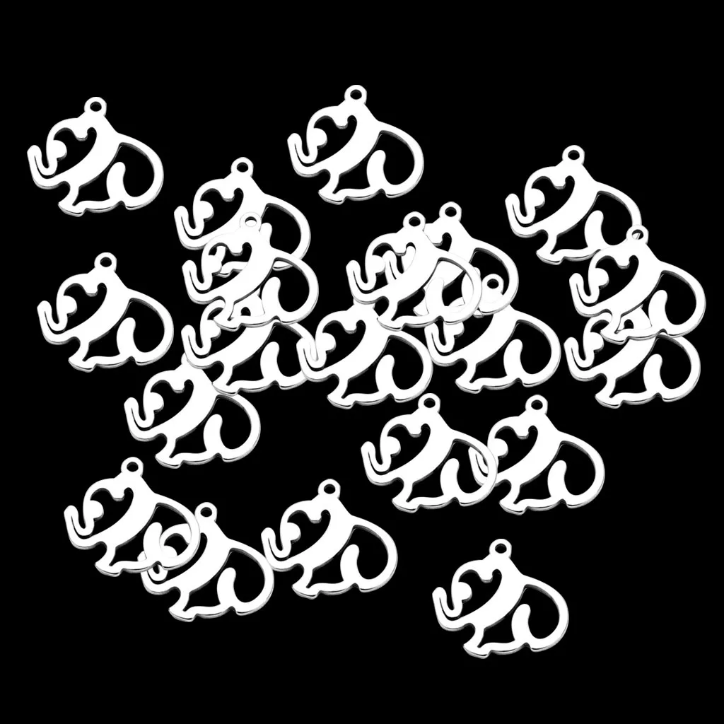 20x Stainless Steel Tiny Elephant Charm Pendant Necklace Bracelet Earrings