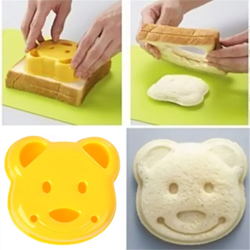 

Cartoon Bear Design Sandwich Cutter Bread Biscuits Embossed Device Cake Tools Rice Balls Lunch Cookies DIY Mould Embossed Tool