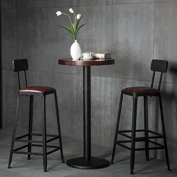 

60 bar high chair Bar stool high wrought iron home back bar stool Dining chairs modern minimalist high Commercial tea shop chair
