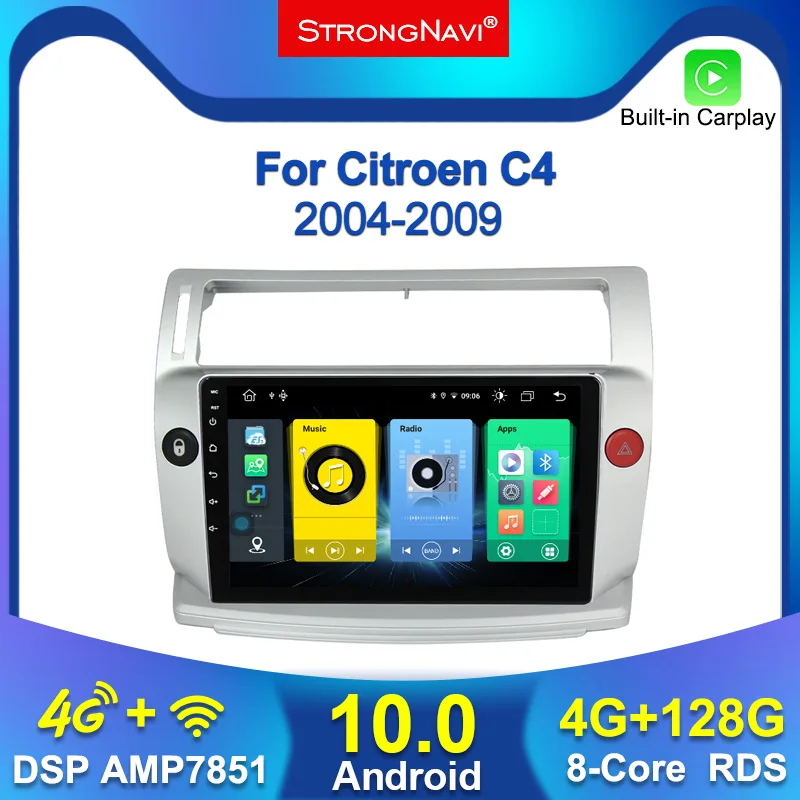 4 + 128G Android 10 автомобильный радиоприемник GPS-навигация плеер для Citroen C4 C-Triumph