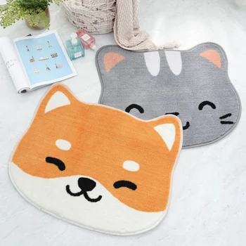 

Flannel Welcome Floor Rug Carpet Printed Kitchen Anti-slip Room Animal Cute Oil Mats Living House Pet Doormats For Dog