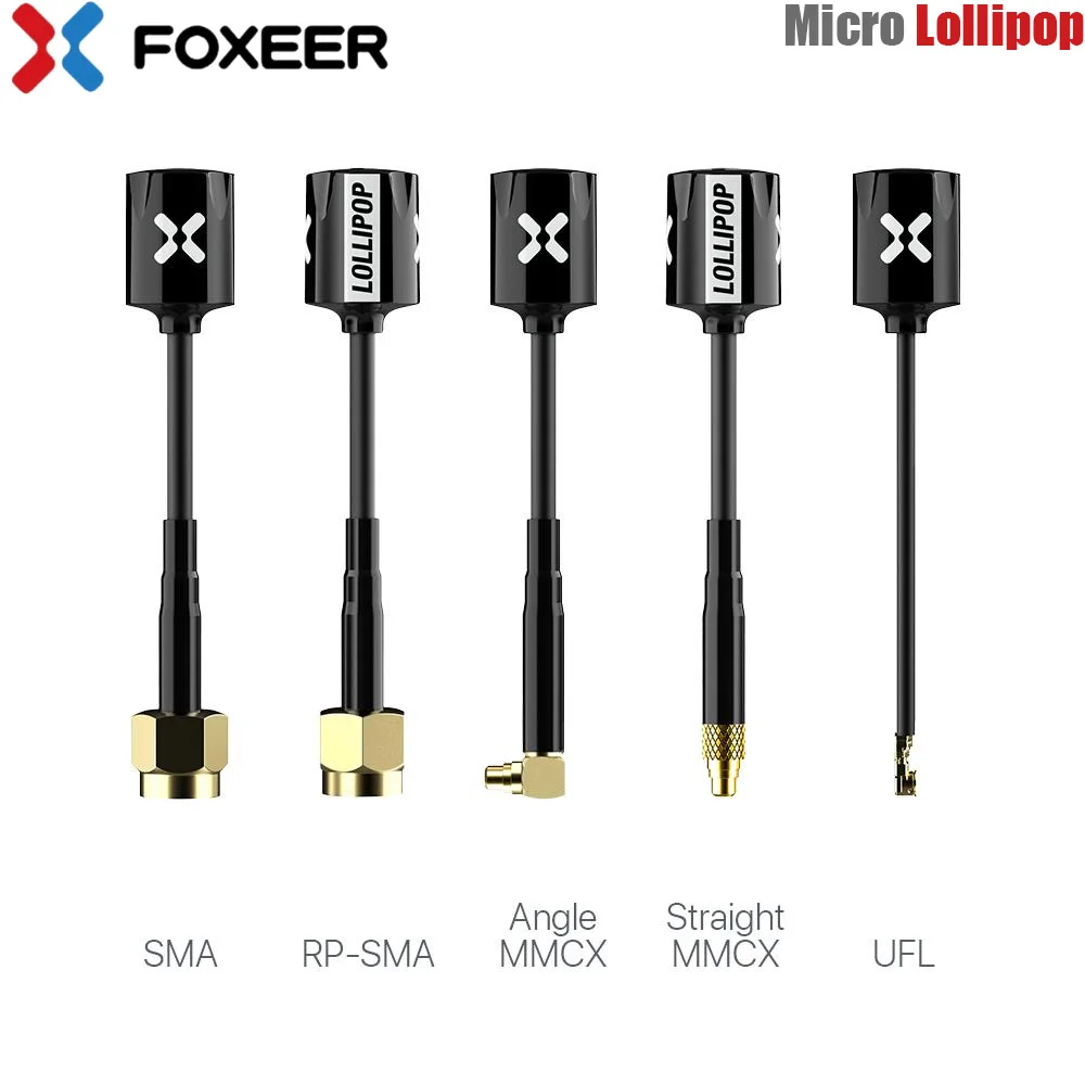 2pcs/box Foxeer Micro Lollipop 5.8G 2.5DBi High Gain Omni RHCP FPV Antenna MMCX Right Angle RHCP UFL Super Mini For RC FPV Drone