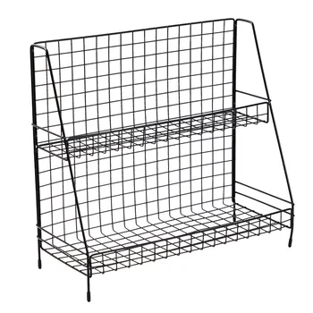 

1 PC Iron Storage Rack 2 Layer Desk Kitchen Bathroom Organizer Makeup Storage Shelf 16 * 35.5 * 38cm