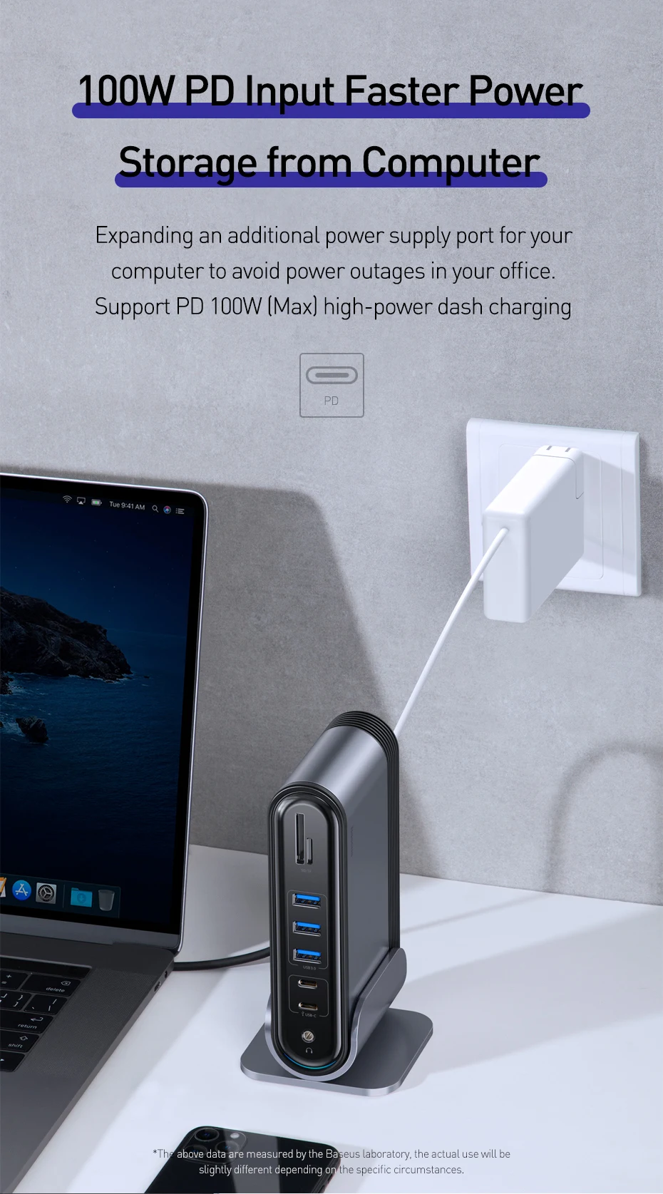Baseus 17 в 1 USB C концентратор type C для мульти HDMI RJ45 VGA USB 3,0 2,0 с адаптером питания док-станция для MacBook Pro USB-C концентратор